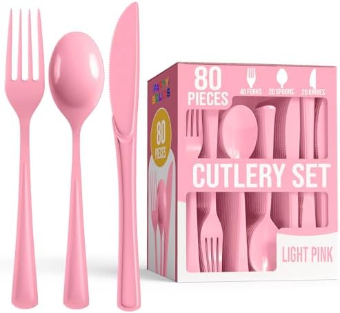 Heavy Duty light Pink Cutlery Combo | 7.5 in. | 80 Count