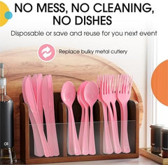 Heavy Duty light Pink Cutlery Combo | 7.5 in. | 80 Count