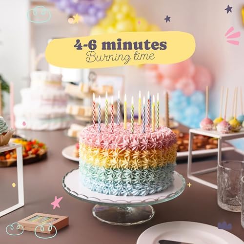 Assorted Spiral Birthday Candles - Vibrant Primary Colors
