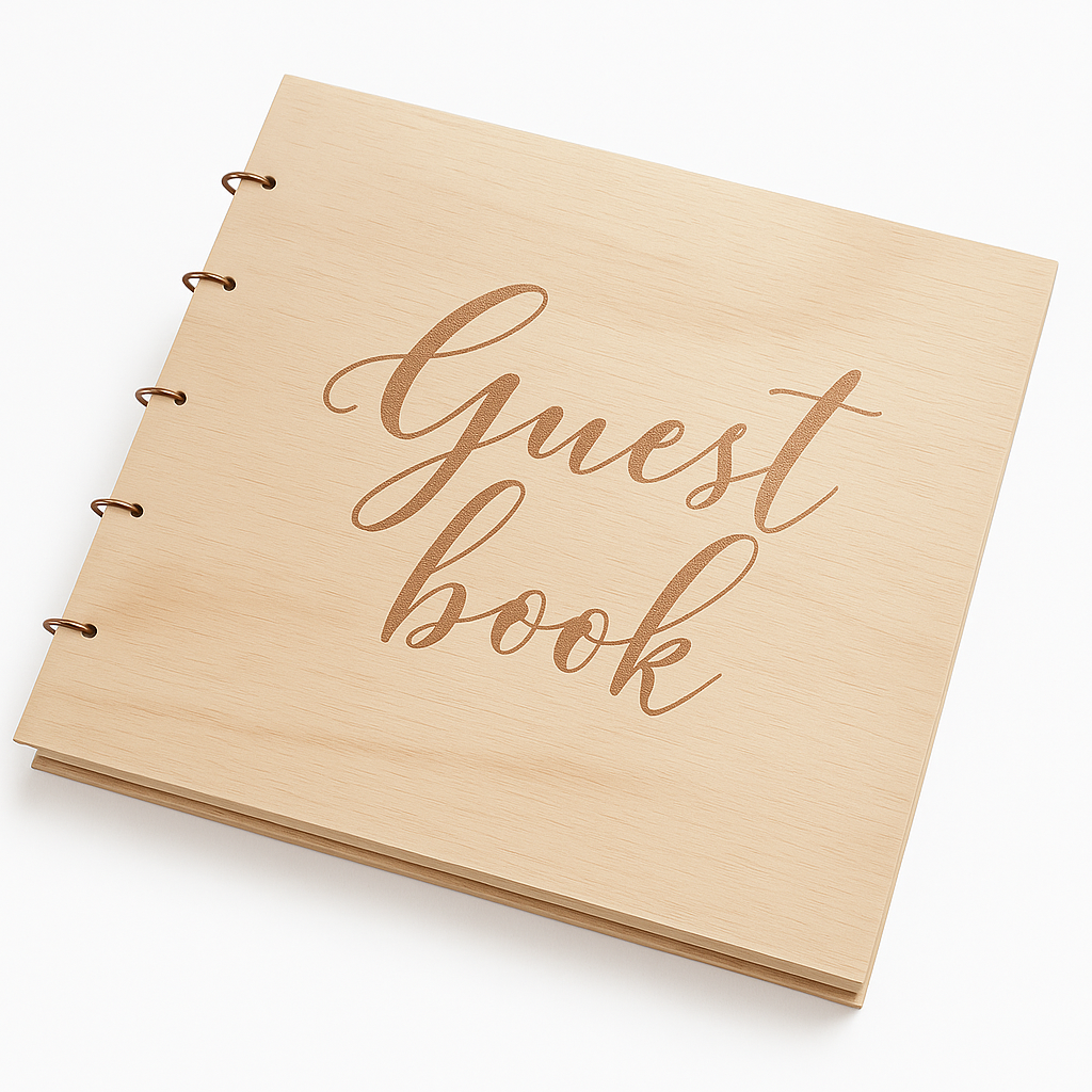Ginger Ray Gold Wooden Guest Book for Weddings