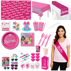 159 Pcs Barbie Birthday Party Deluxe Kit - For 8 Guests