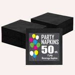 Black Beverage Napkins - 4.75 in. x 4.75 in. | 50 Count