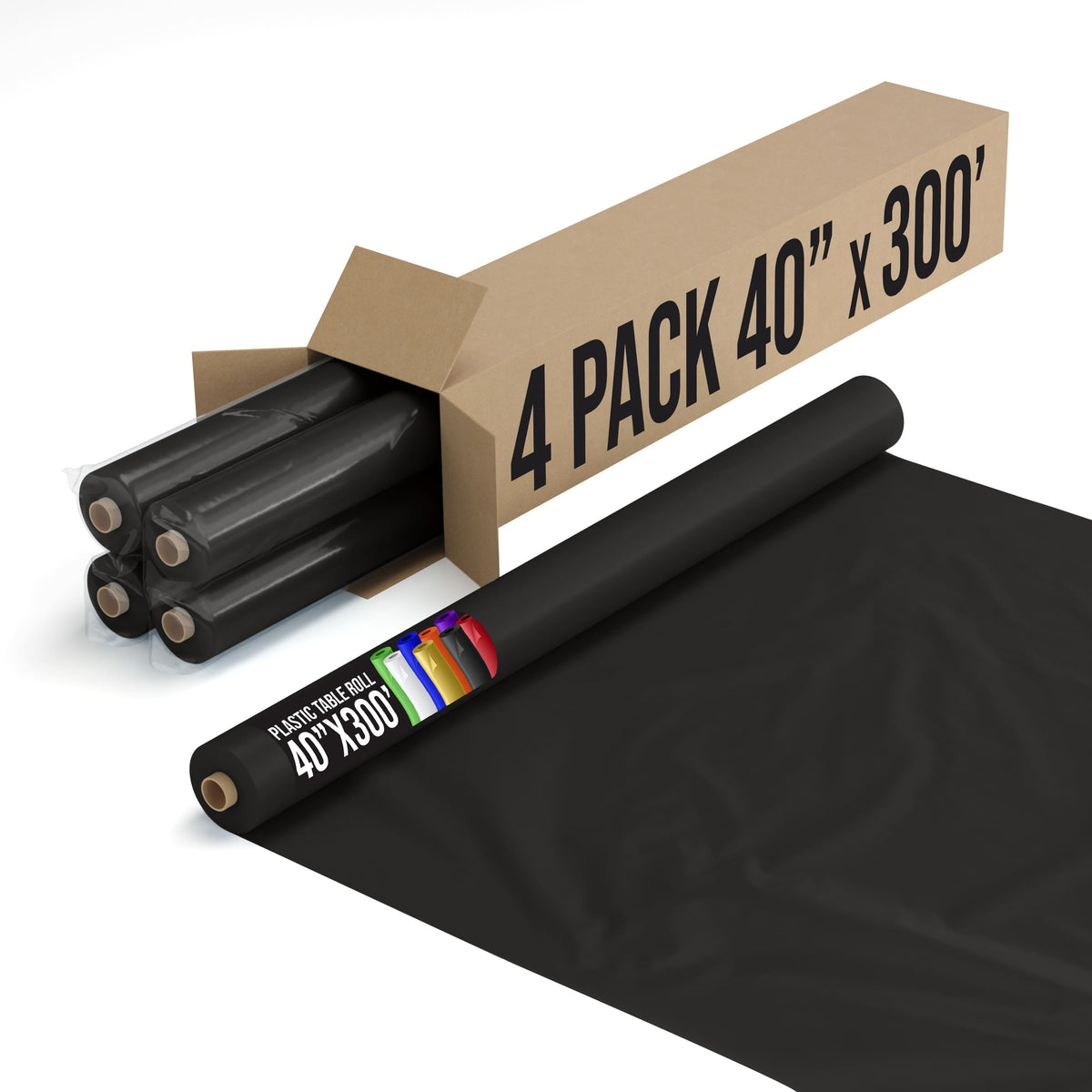 40 In. x 300 Ft. Premium Black Table Roll | Case of 4