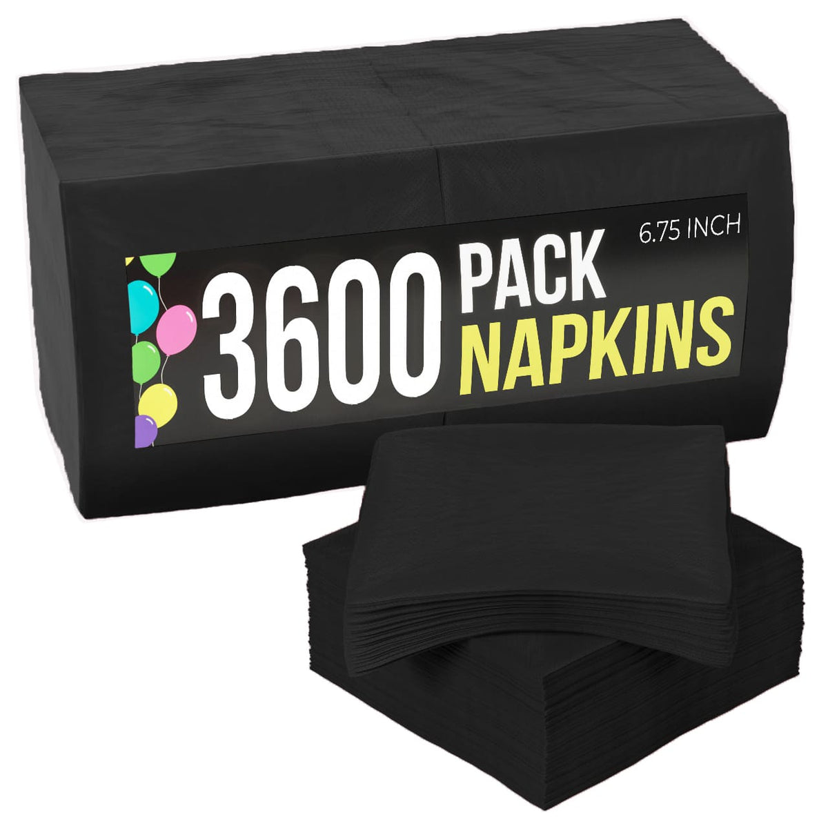 Black Luncheon Napkins - 6.75 in. x 6.75 in. | Case of 3600