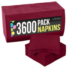 Burgundy Beverage Napkins - 4.75 in. x 4.75 in. | Case of 3600