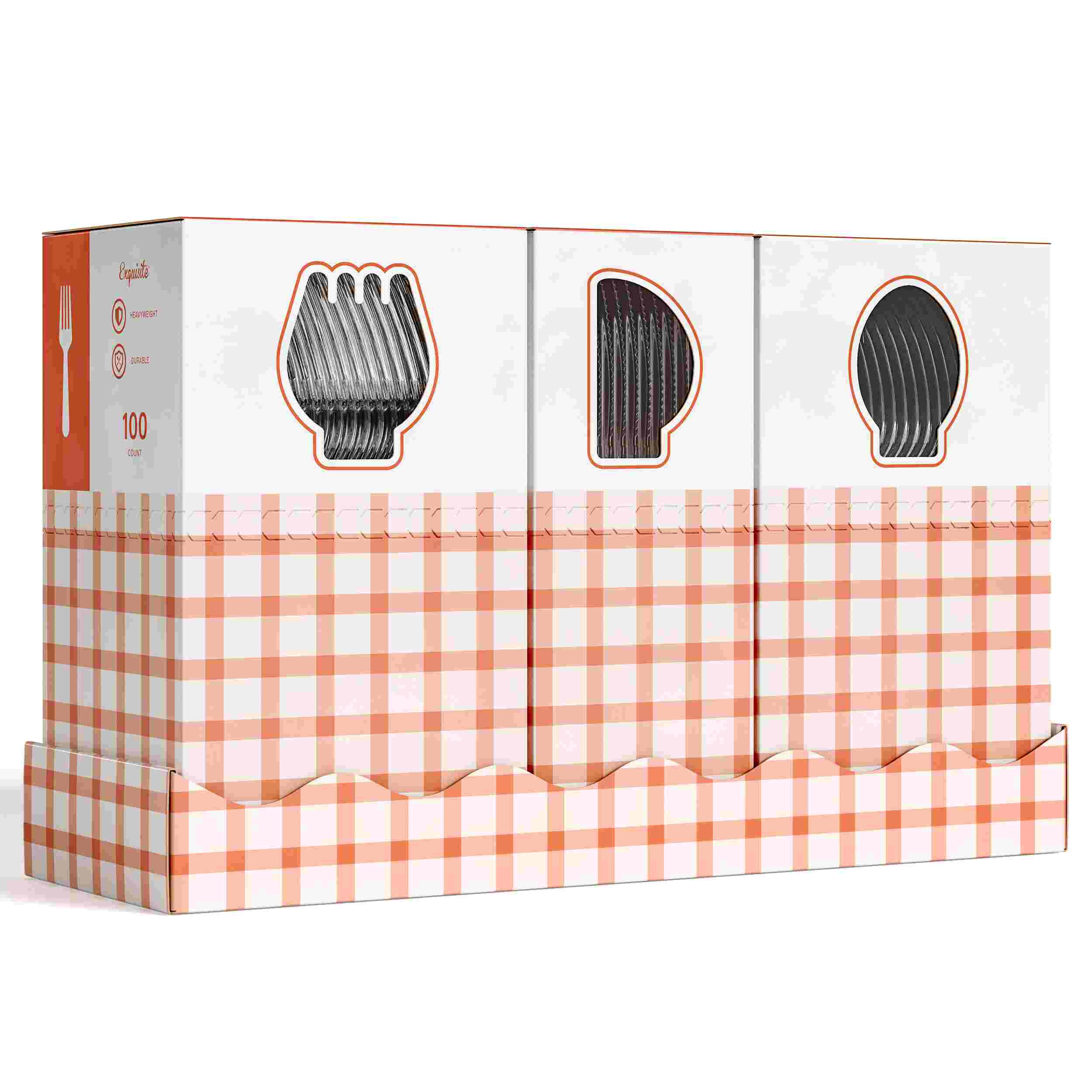 Clear Cutlery Caddy Combo - Gingham