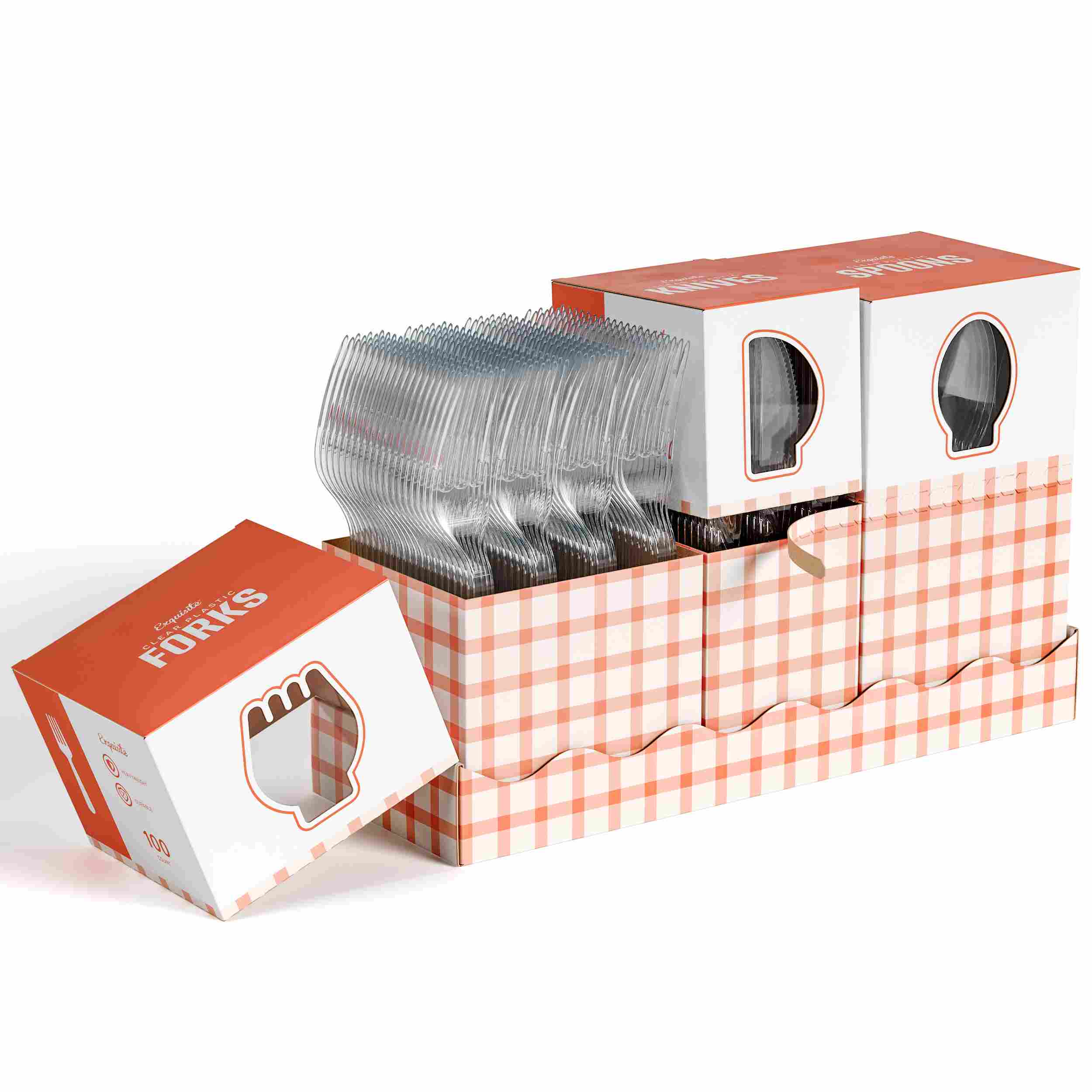 Clear Cutlery Caddy Combo - Gingham