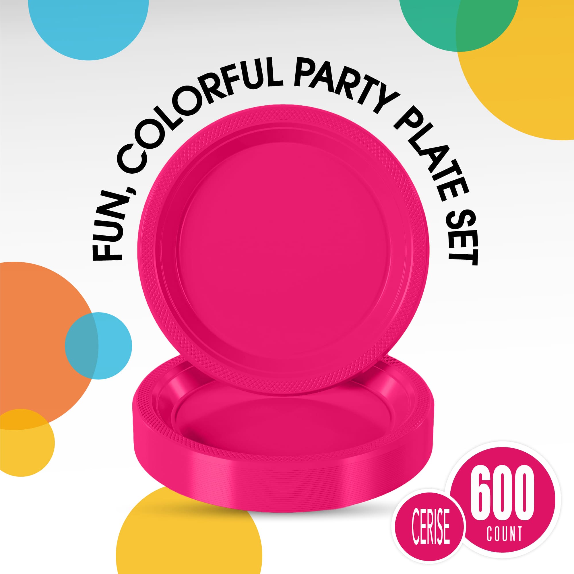 7 In. Cerise Plastic Plates | Case of 600