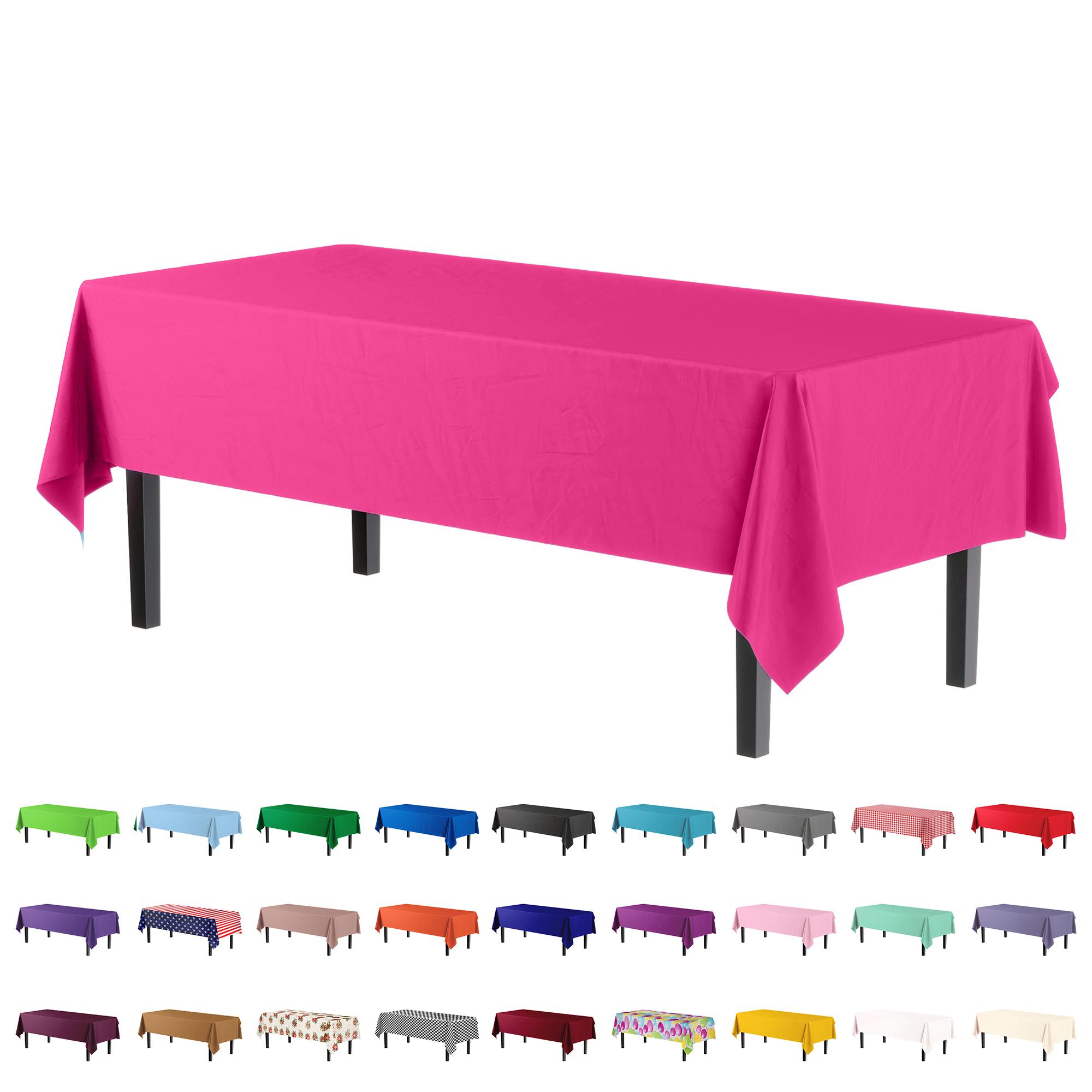 Premium Cerise Plastic Table Covers | 12 Pack - 54 In. x 108 In.