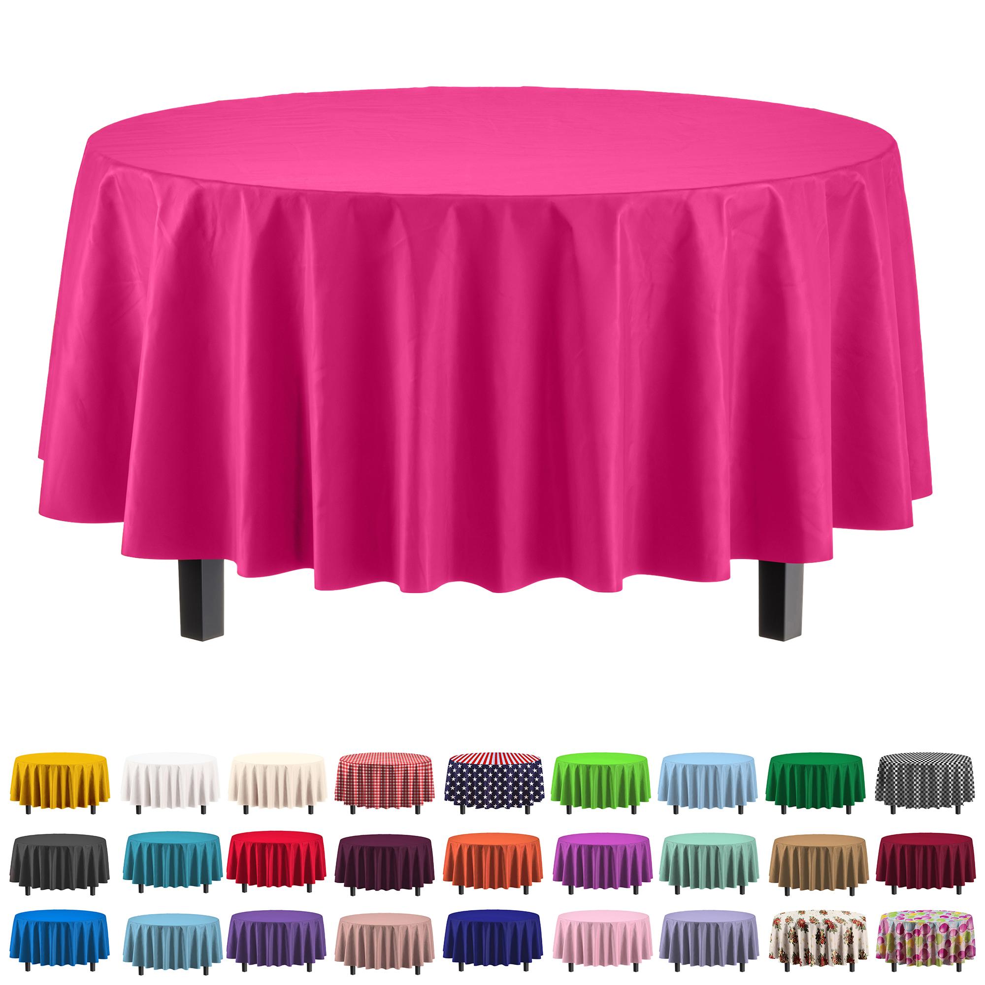 Cerise Round Plastic Table Cover | Case of 48