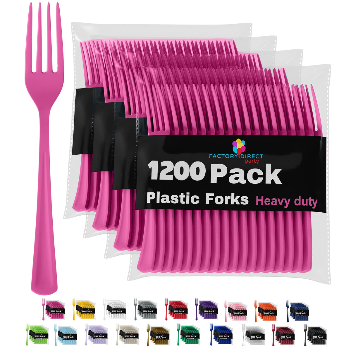 Heavy Duty Cerise Plastic Forks - 7.5 in. | Case of 1200