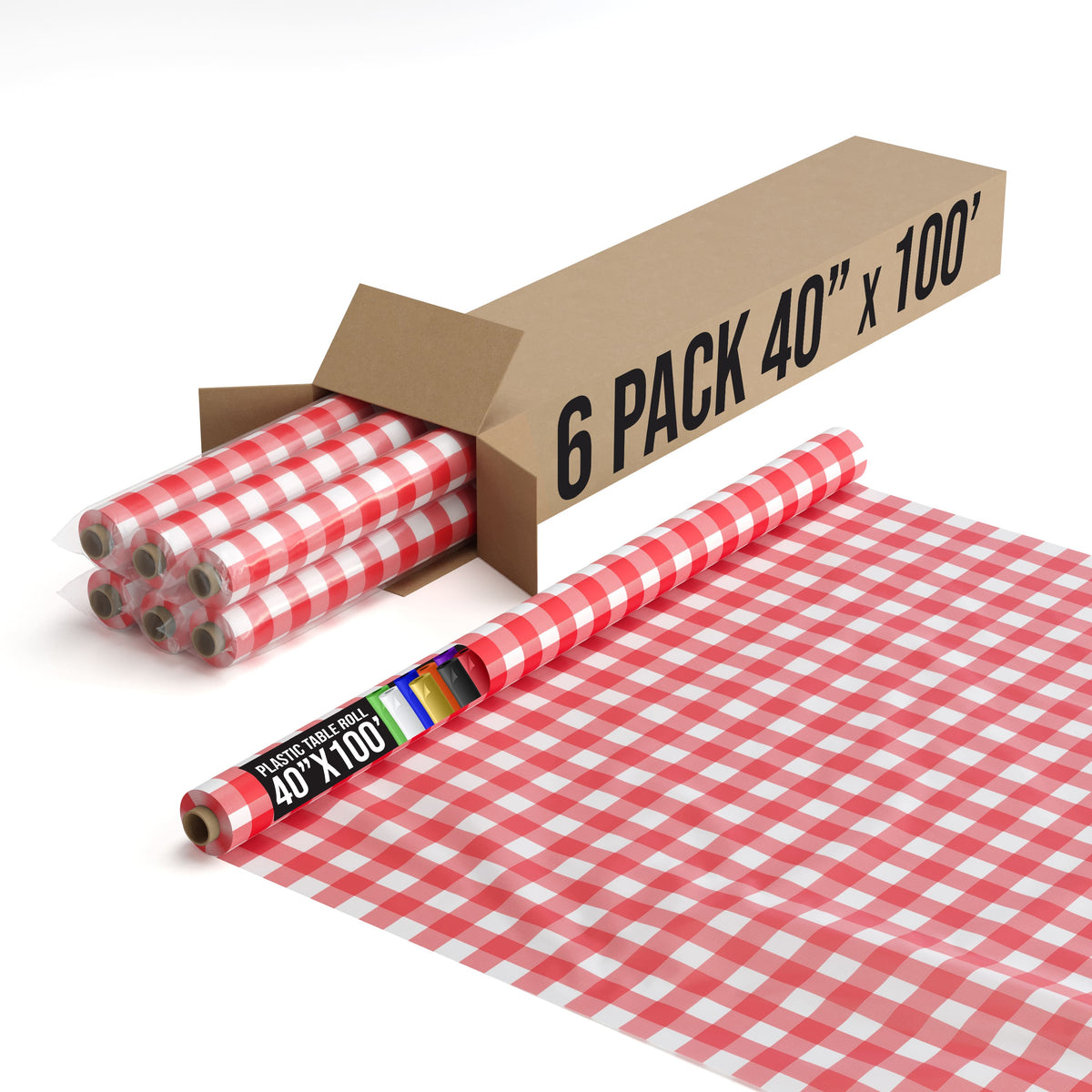 40 In. x 100 Ft. Red Gingham Table Roll | Case of 6