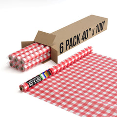40 In. x 100 Ft. Red Gingham Table Roll | Case of 6
