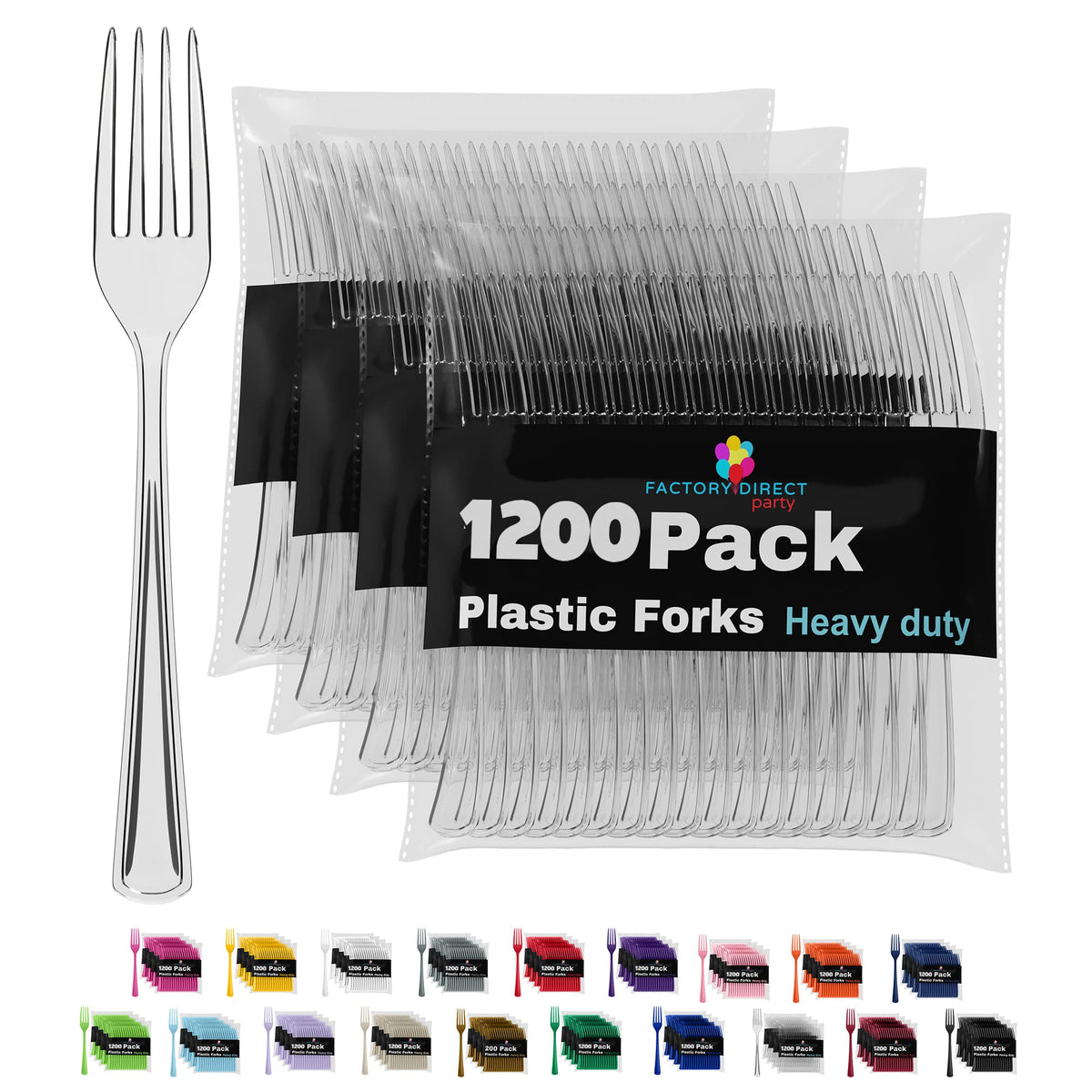 Heavy Duty Clear Plastic Forks - 7.5 in. | Case of 1200
