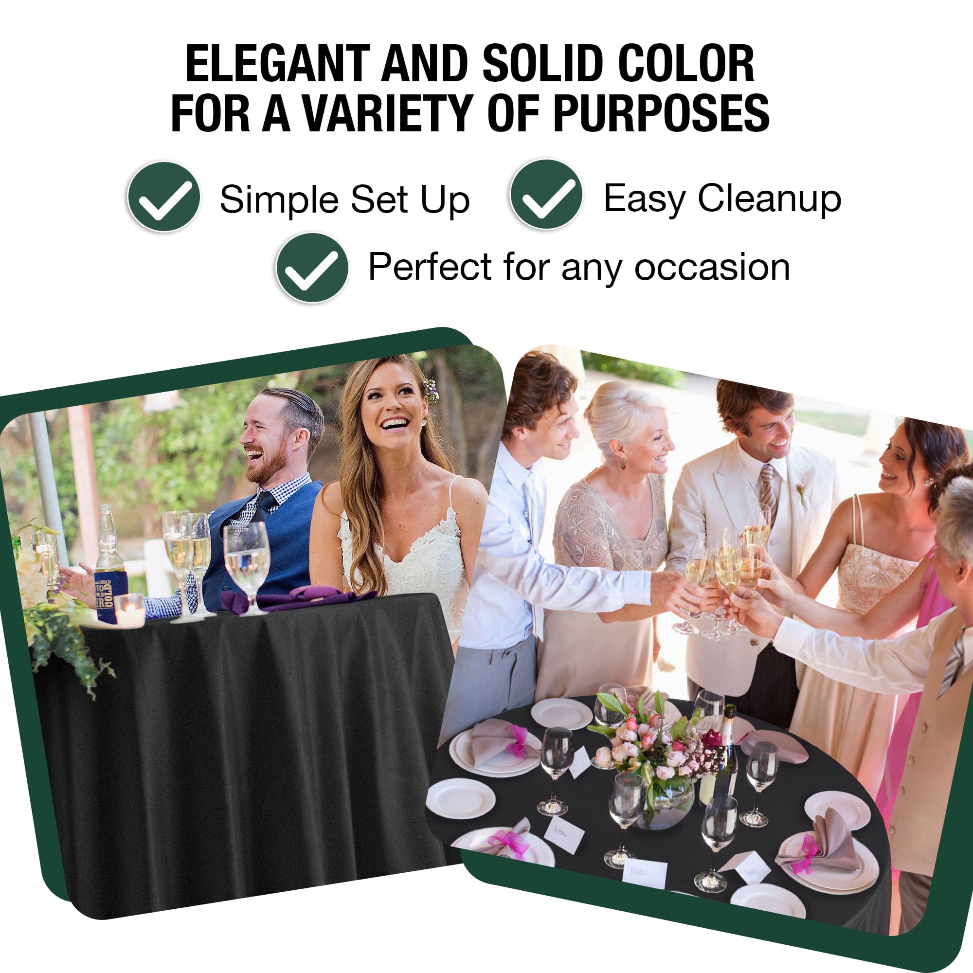 120 In. Premium Round Black Plastic Table Covers | 12 Count