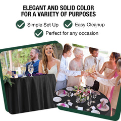 120 In. Premium Round Black Plastic Table Covers | 12 Count