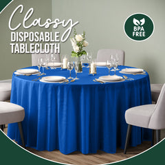 120 In. Premium Round Dark Blue Plastic Table Cover