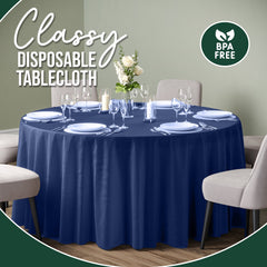 120 In. Premium Round Navy Plastic Table Cover
