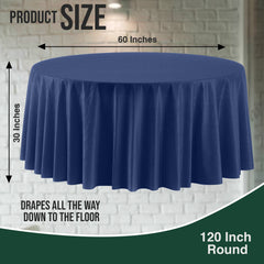 120 In. Premium Round Navy Plastic Table Cover