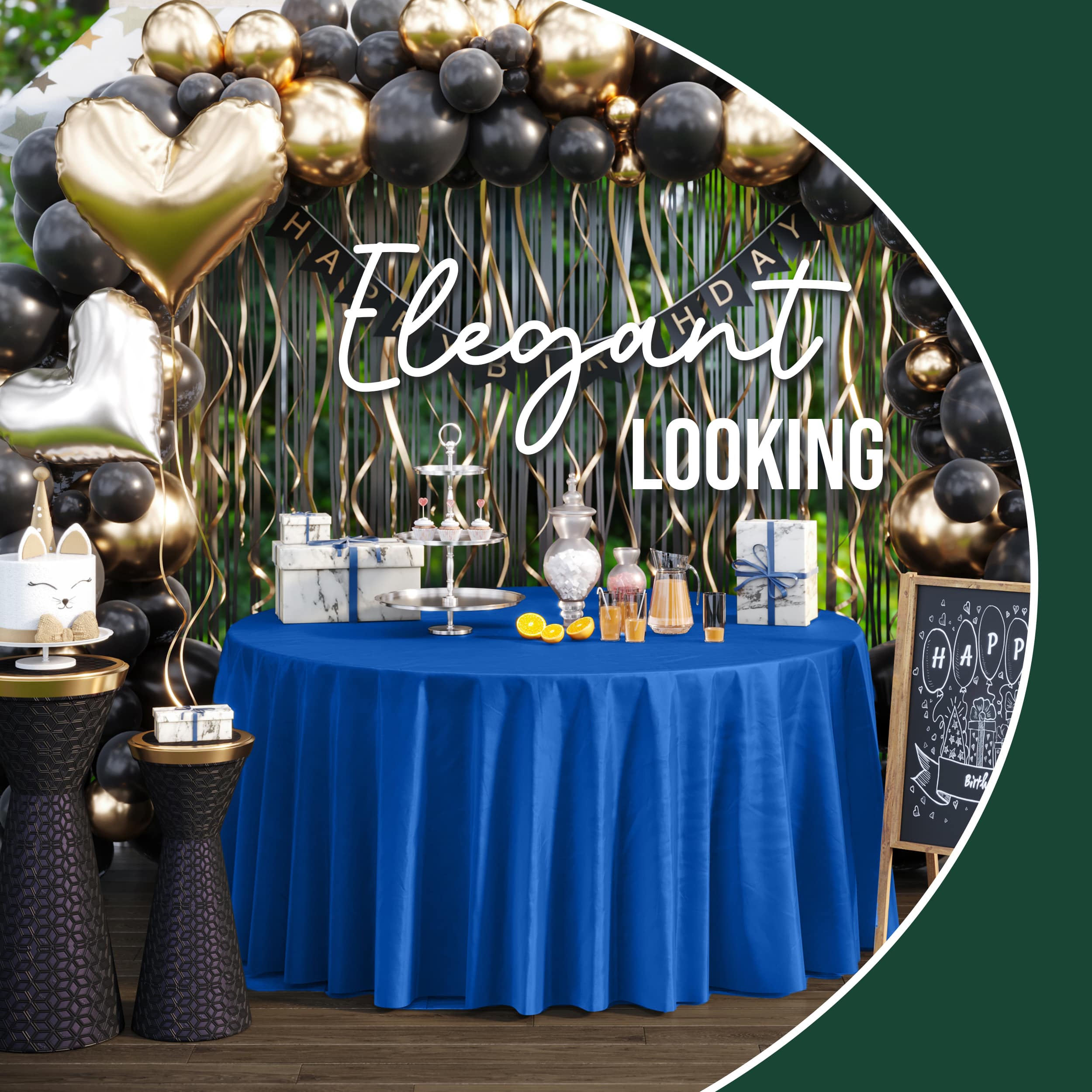 120 In. Premium Round Dark Blue Plastic Table Cover