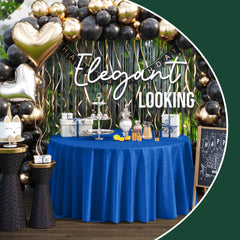 120 In. Premium Round Dark Blue Plastic Table Cover