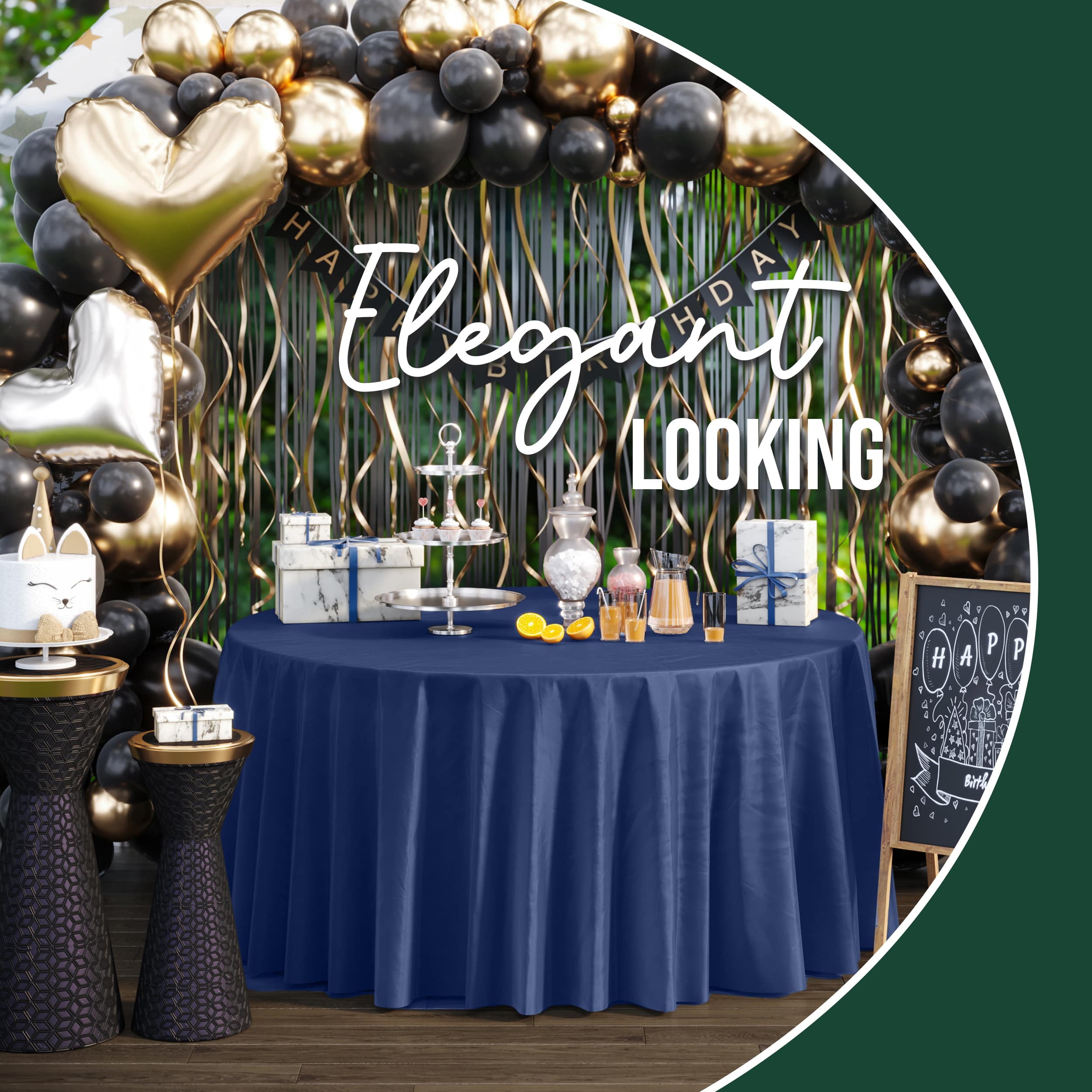 120 In. Premium Round Navy Plastic Table Cover