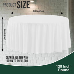 120 In. Premium Round White Plastic Table Cover