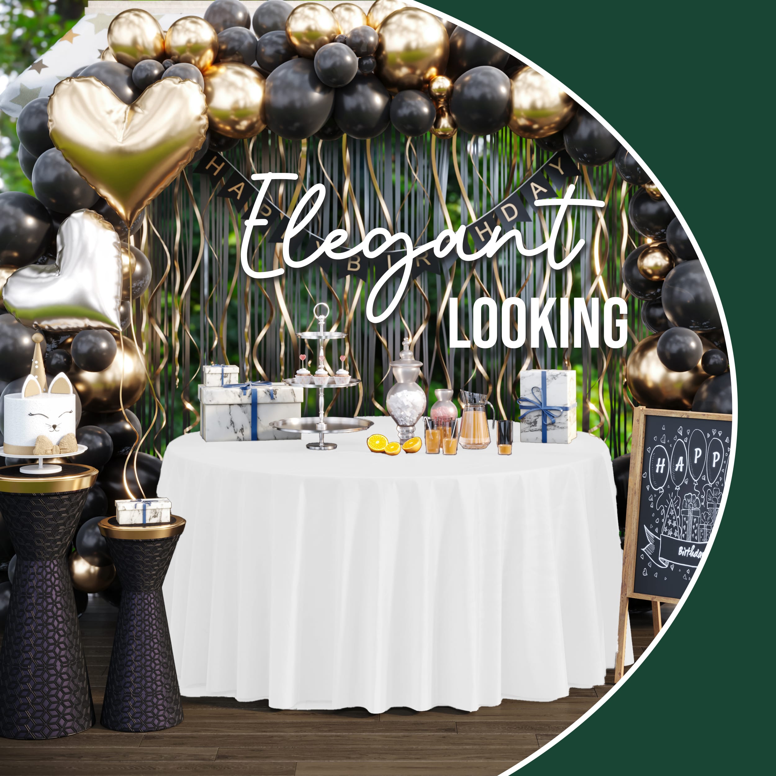 120 In. Premium Round White Plastic Table Cover