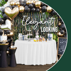 120 In. Premium Round White Plastic Table Cover