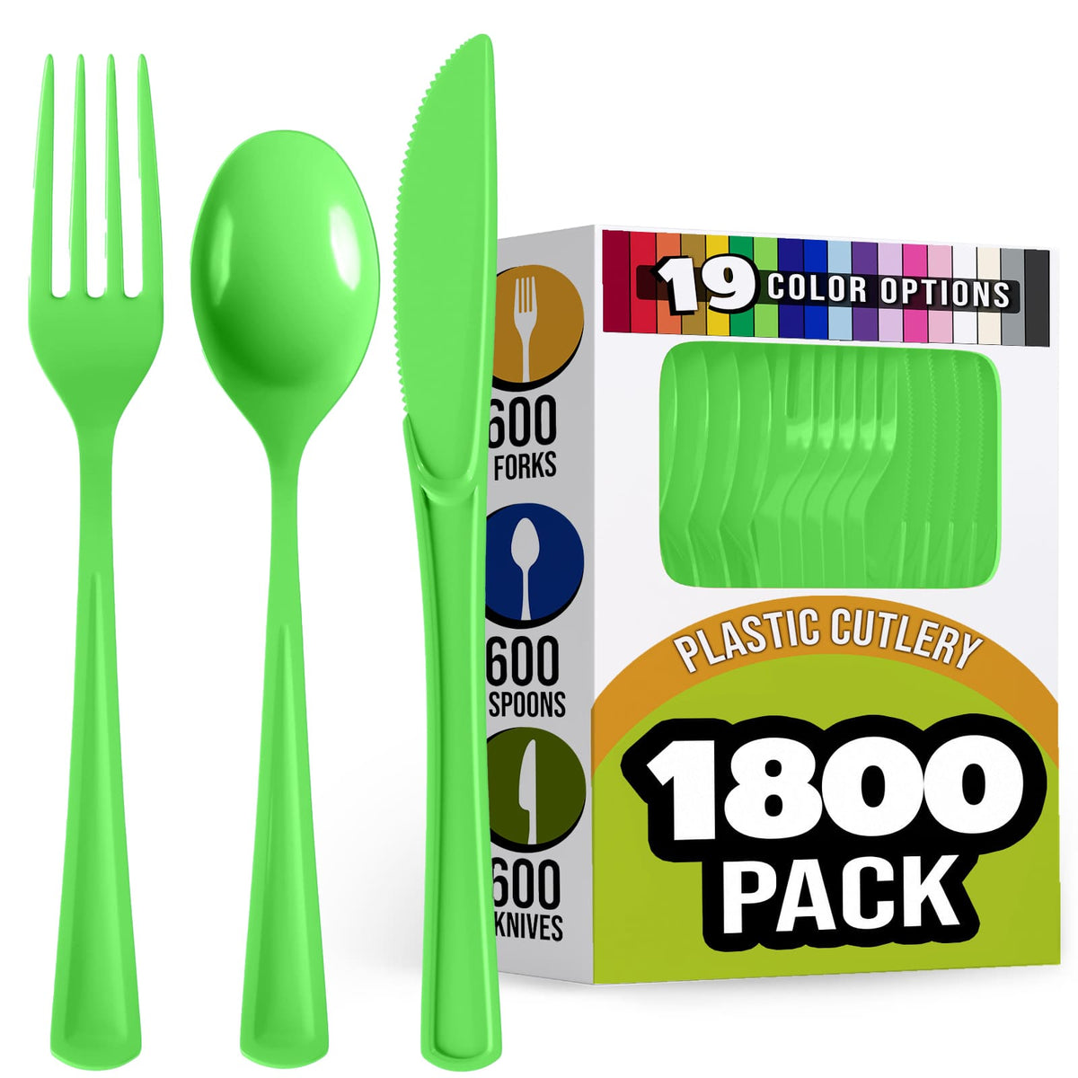 Lime Green Cutlery Combo Set | 600 Forks 600 Spoons And 600 Knives