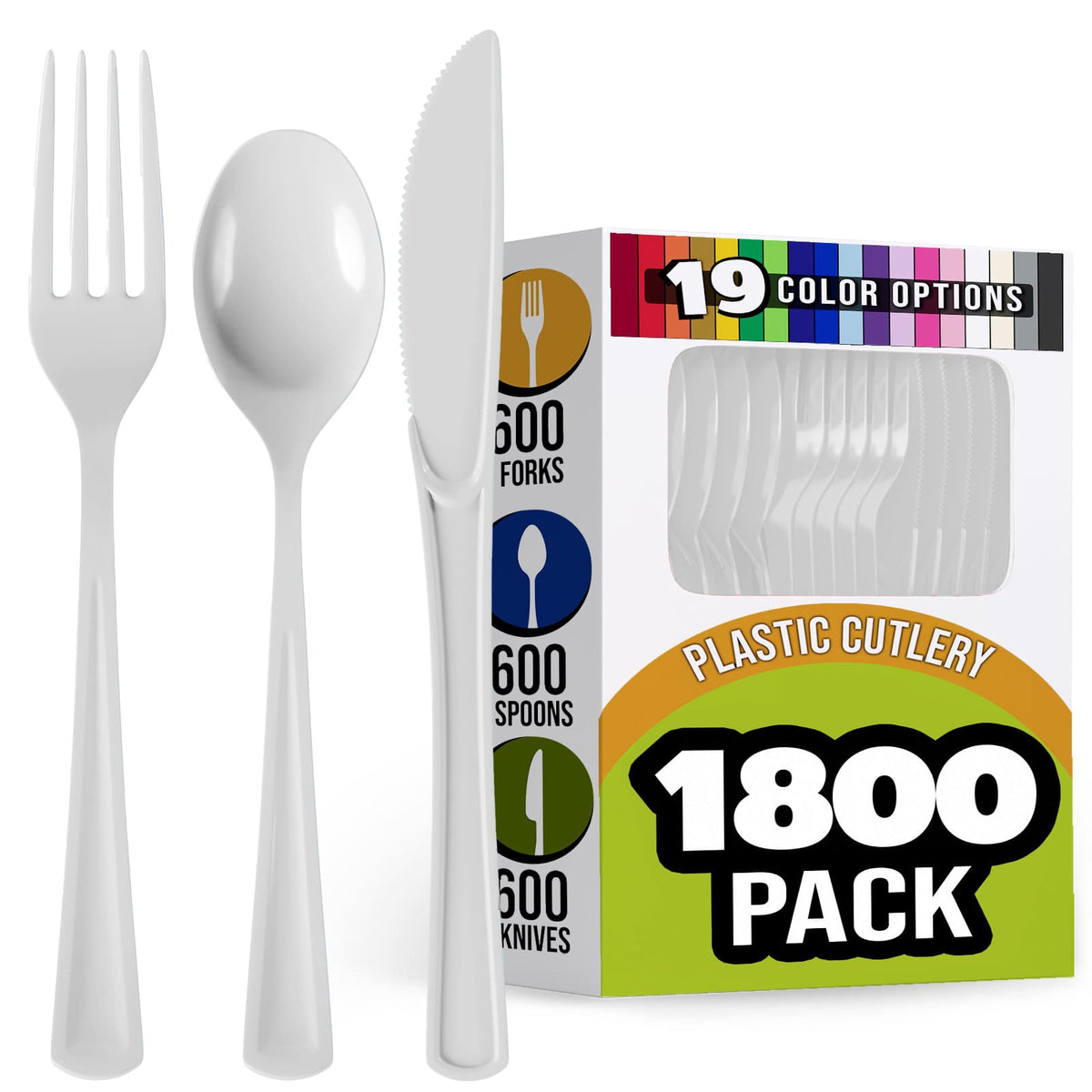 White Cutlery Combo Set | 600 Forks 600 Spoons And 600 Knives