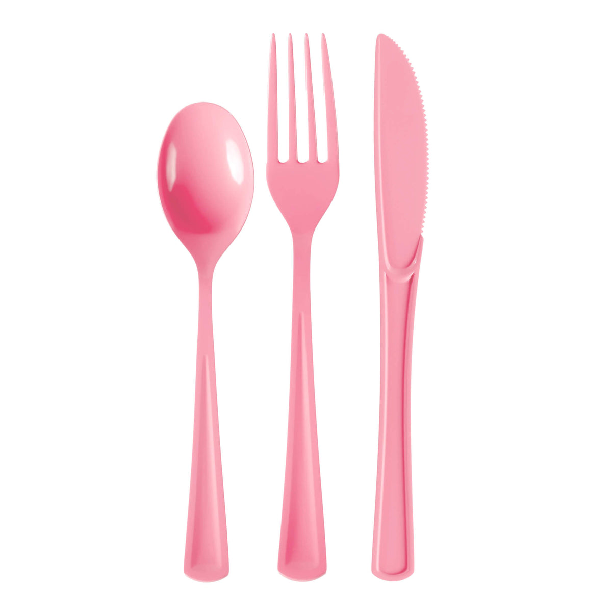 Pink Cutlery Combo Set - 50 Forks 50 Spoons and 50 Knives - 7.5 in.