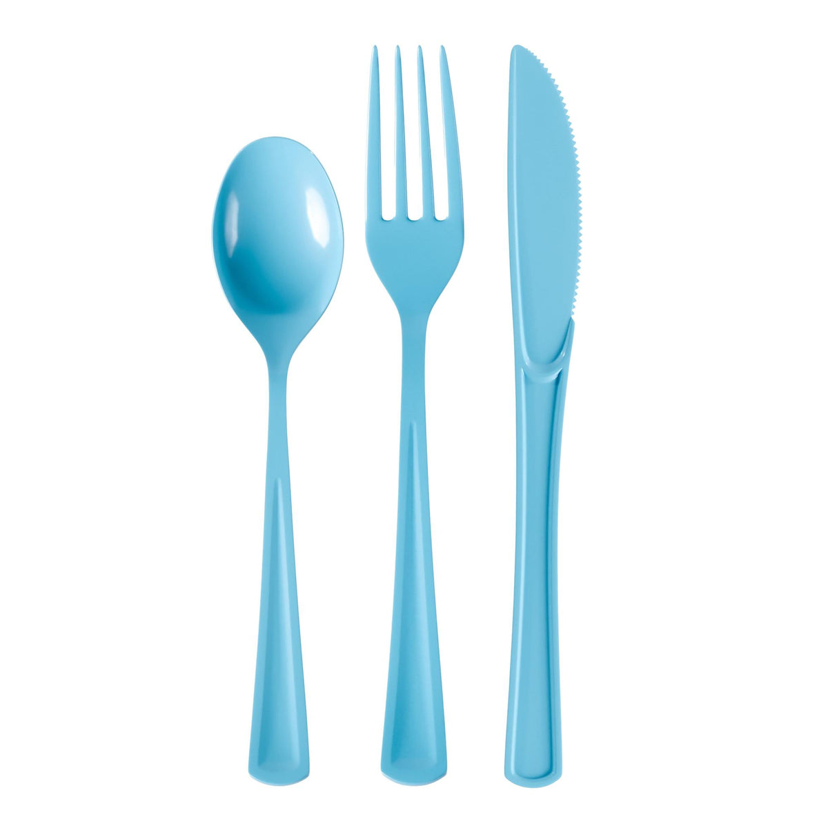 Light Blue Cutlery Combo Set | 50 Forks 50 Spoons And 50 Knives - 7.5 in.