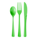 Lime Green Cutlery Combo Set | 50 Forks 50 Spoons And 50 Knives - 7.5 in.