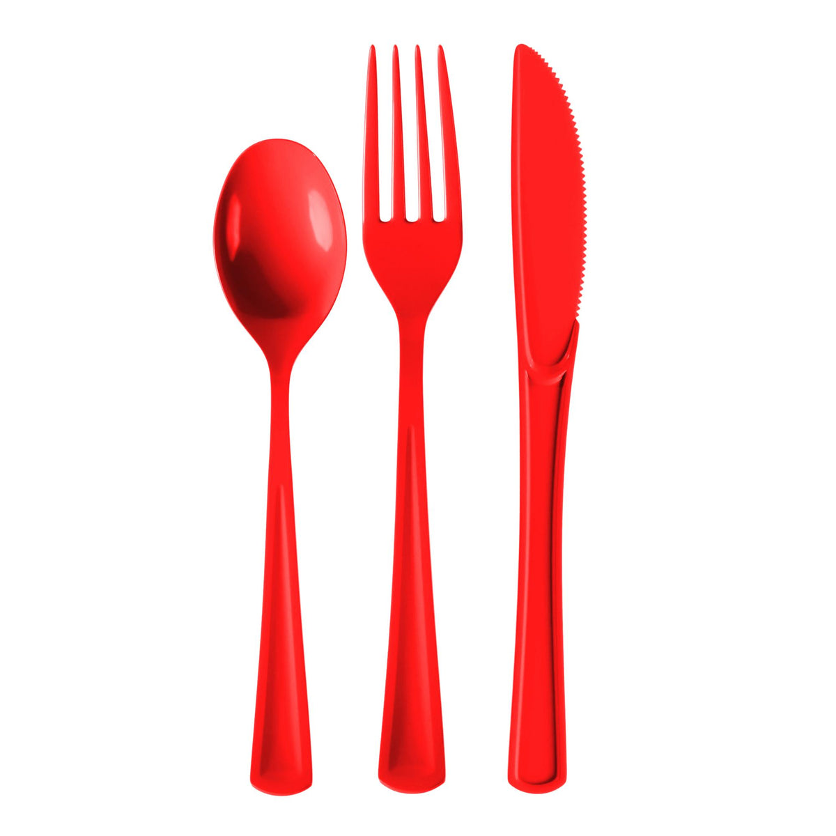 Red Cutlery Combo Set | 50 Forks 50 Spoons And 50 Knives - 7.5 in.