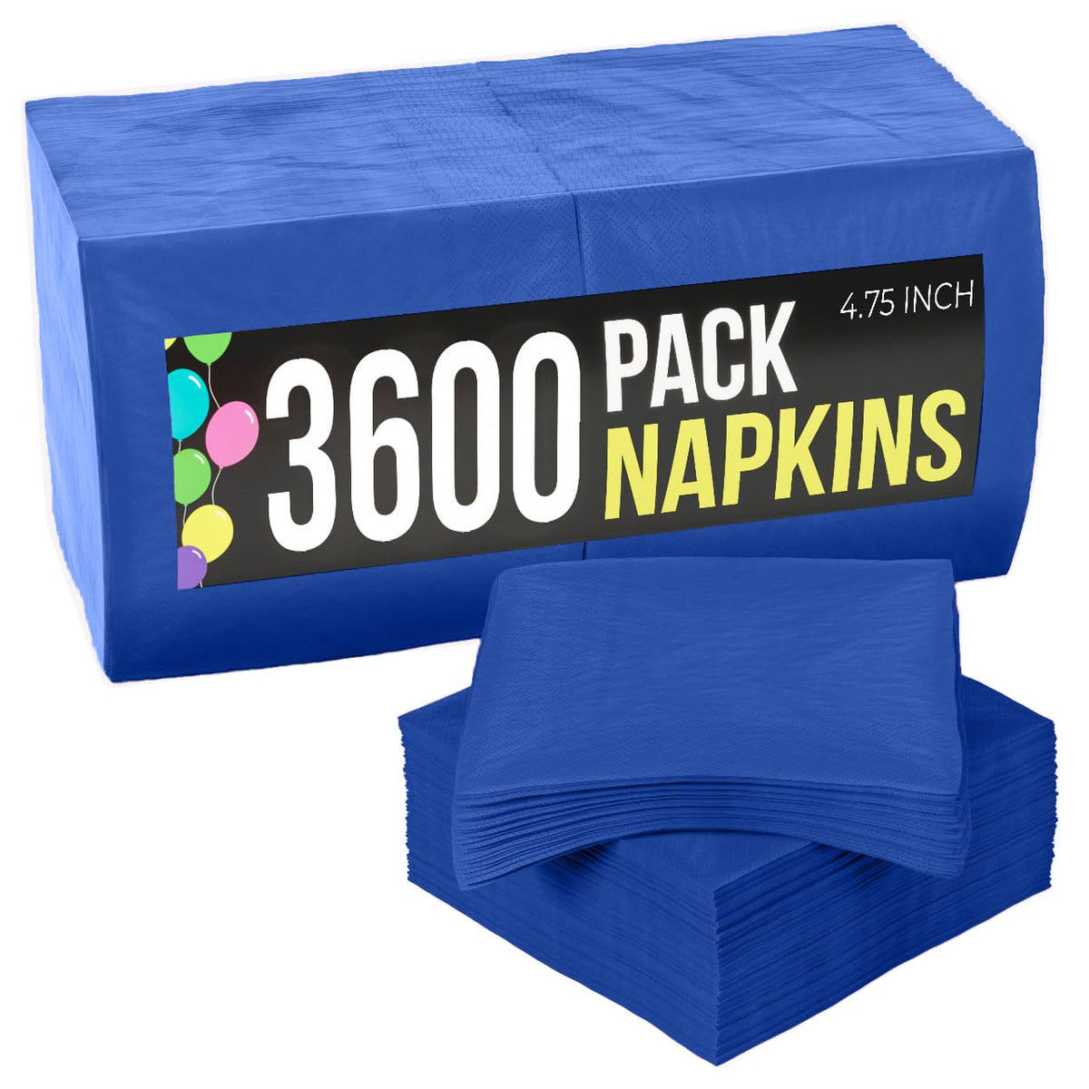 Dark Blue Beverage Napkins - 4.75 in. x 4.75 in. | Case of 3600