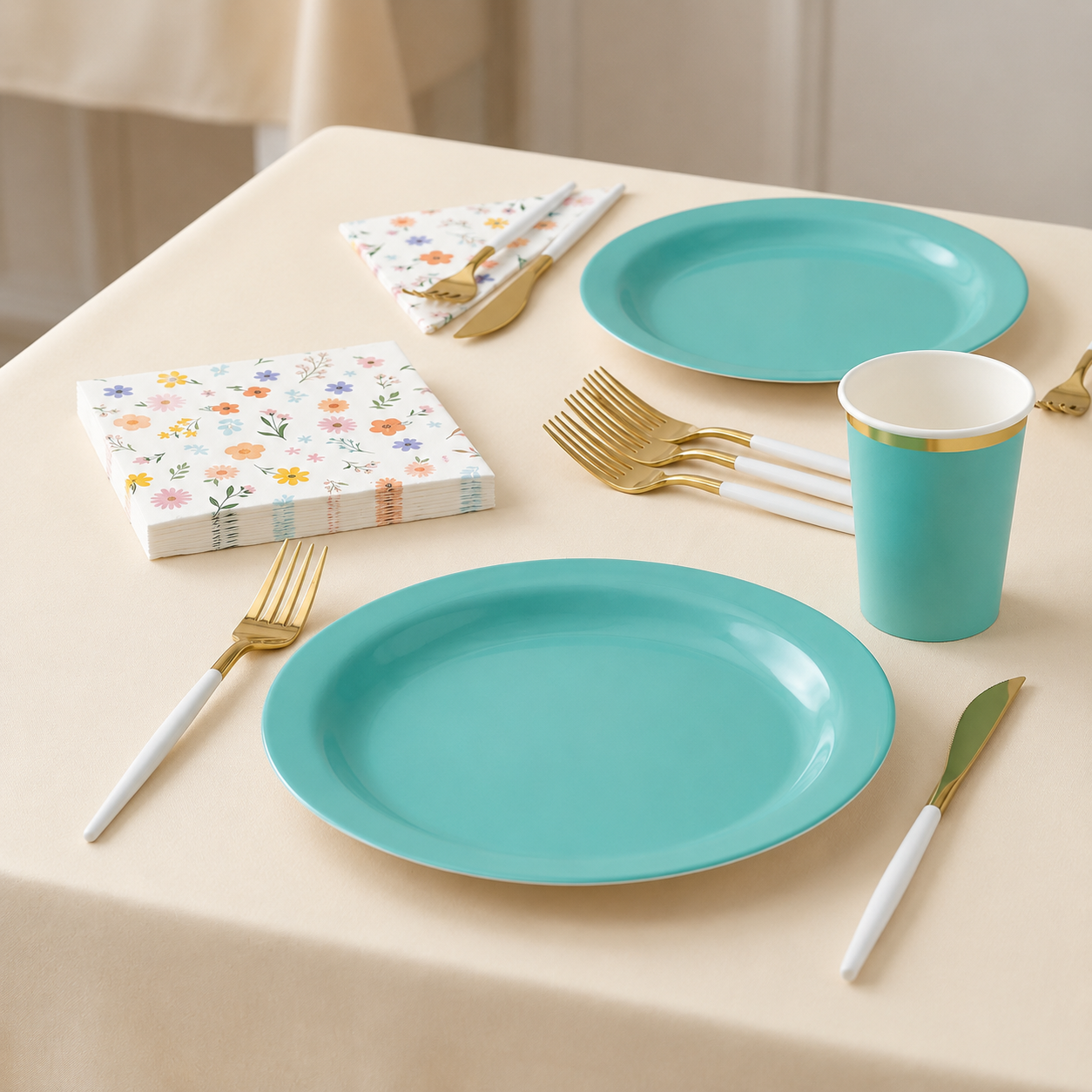 117 Pcs Mint Easter Bloom Party Kit | For 20 Guests