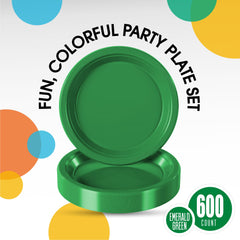 7 In. Emerald Green Plastic Plates | Case of 600