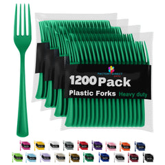 Heavy Duty Emerald Green Plastic Forks - 7.5 in. | Case of 1200