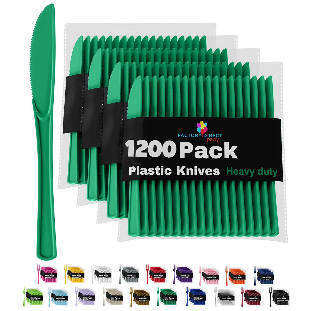 Heavy Duty Emerald Green Plastic Knives | Case of 1200