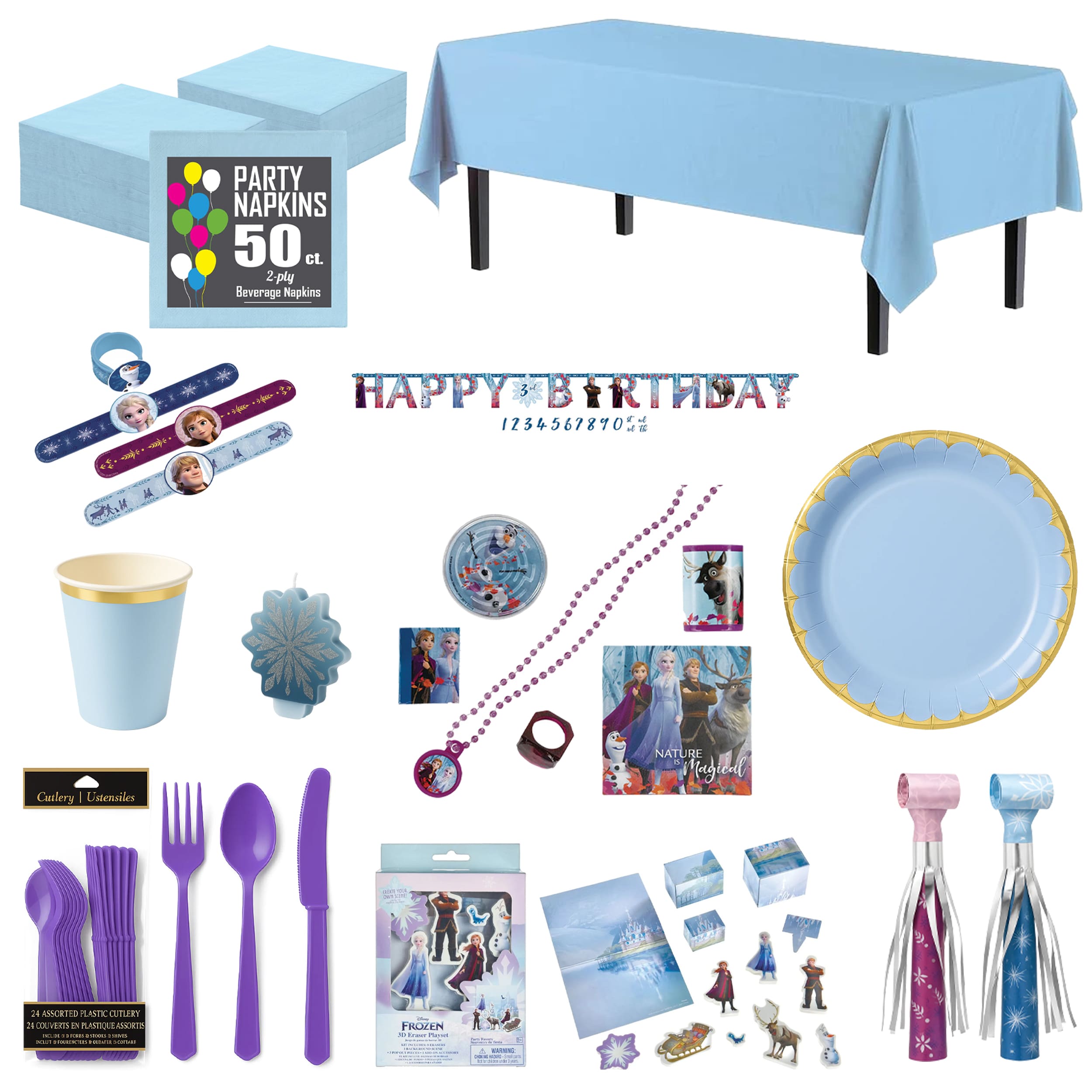 162 Pcs Frozen Birthday Party Mid Kit - For 8 Guests