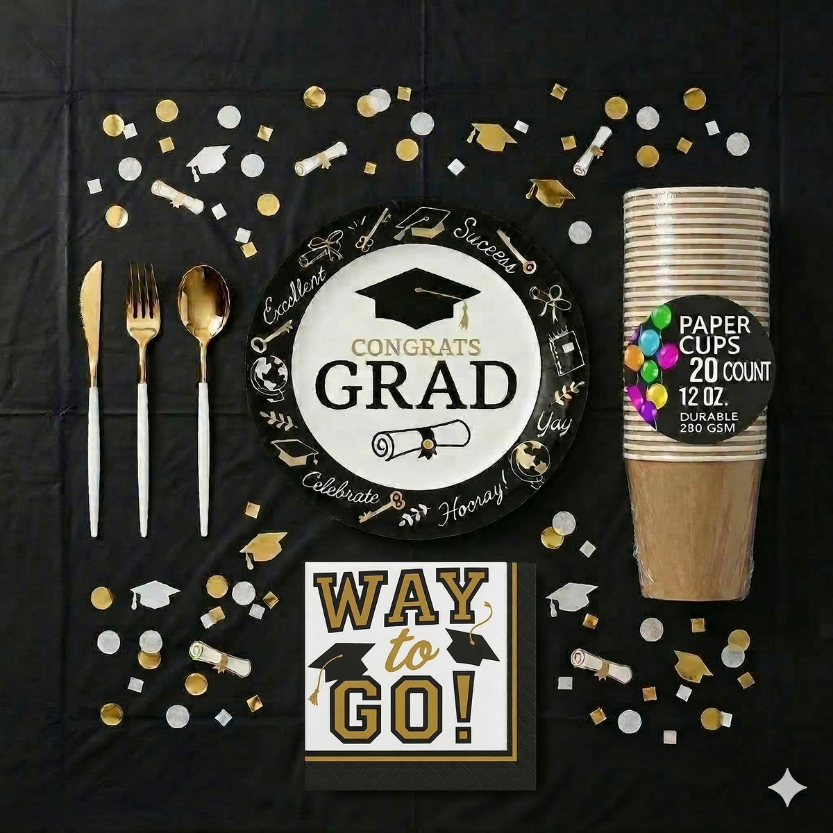 Gold Standard "Congrats Grad" Party Kit - For 20 Guests
