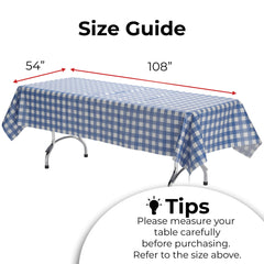 Blue Gingham Plastic Table Cover | Case of 48 - 54 In. x 108 In.