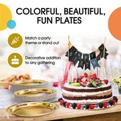 9 In. Reflective Gold Paper Plates - 20 Ct.