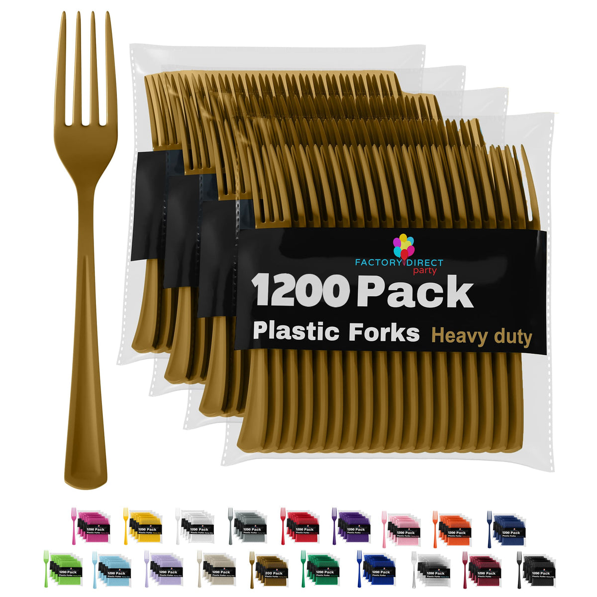 Heavy Duty Gold Plastic Forks - 7.5 in. | Case of 1200