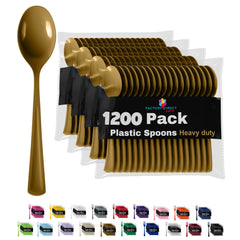 Heavy Duty Gold Plastic Spoons - 7 in. | Case of 1200