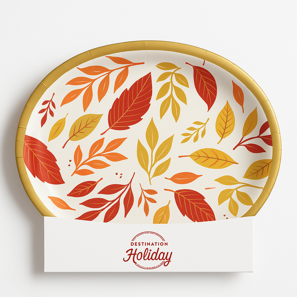 Leafy Autumn Oval Paper Plates - 12" Harvest Collection
