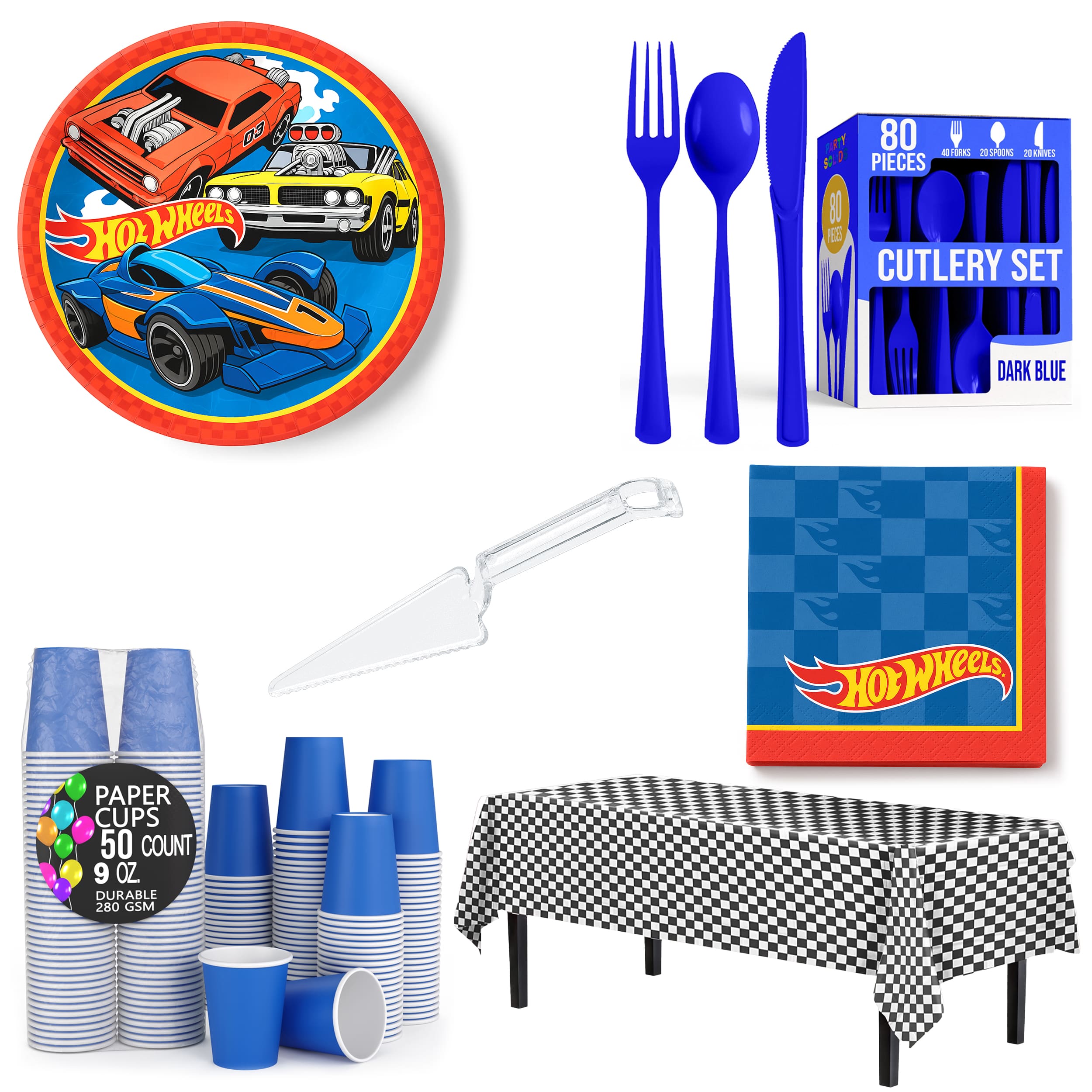 106 Pcs Hot Wheels Base Birthday Party Kit - For 8 Guests