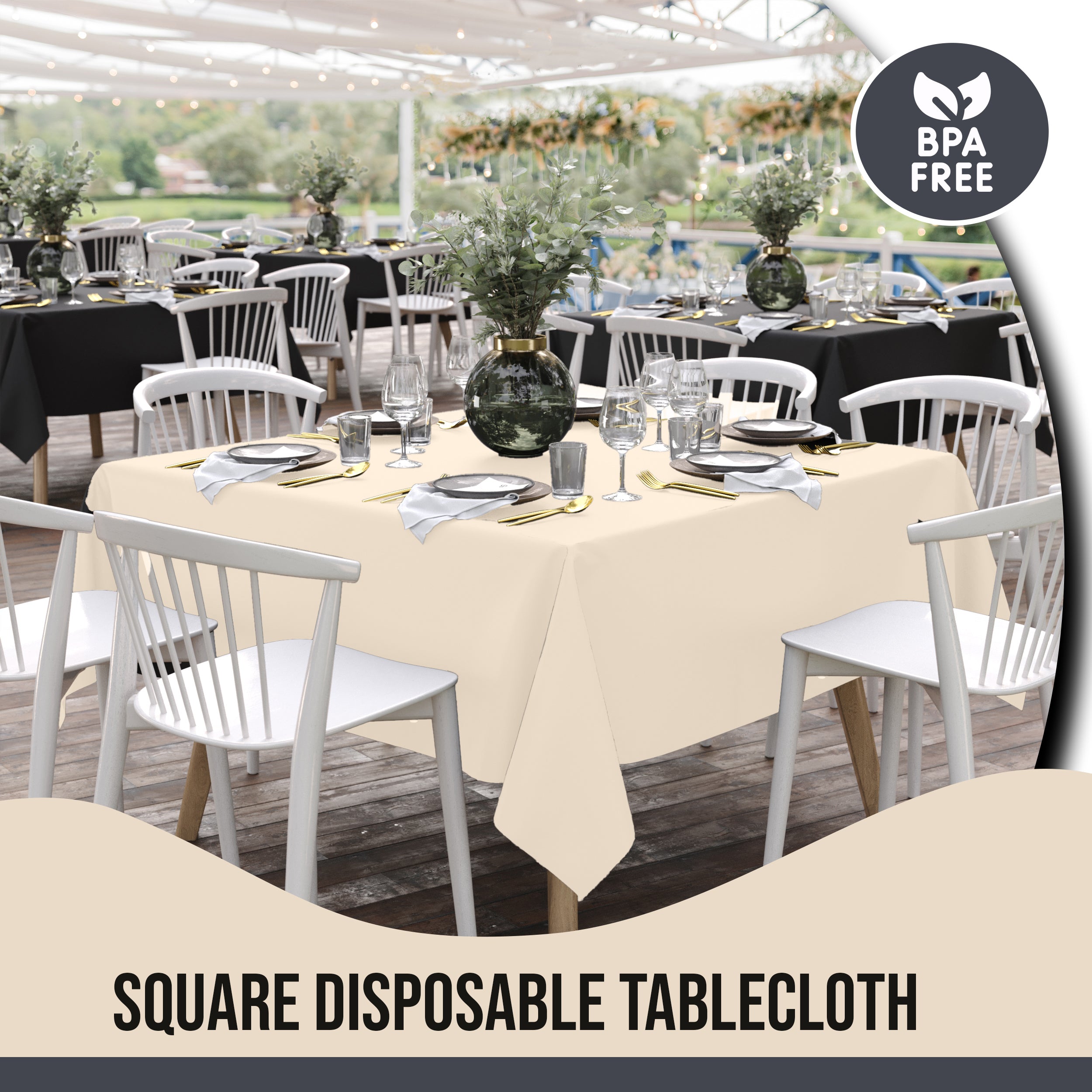 Premium Square Ivory Table Cover 70" x 70" | 1 Pack