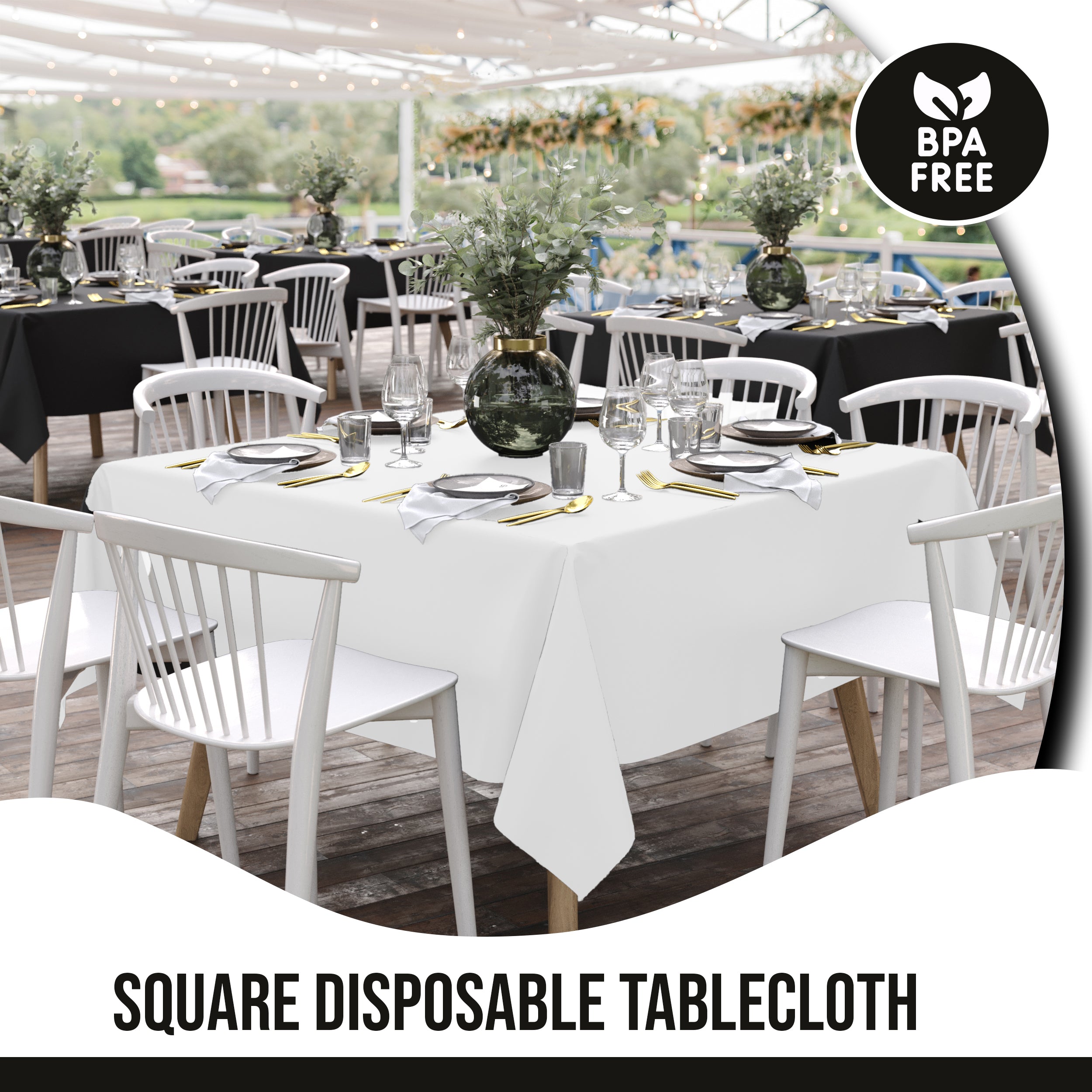 Premium Square White Table Cover 70" x 70" | 1 Pack